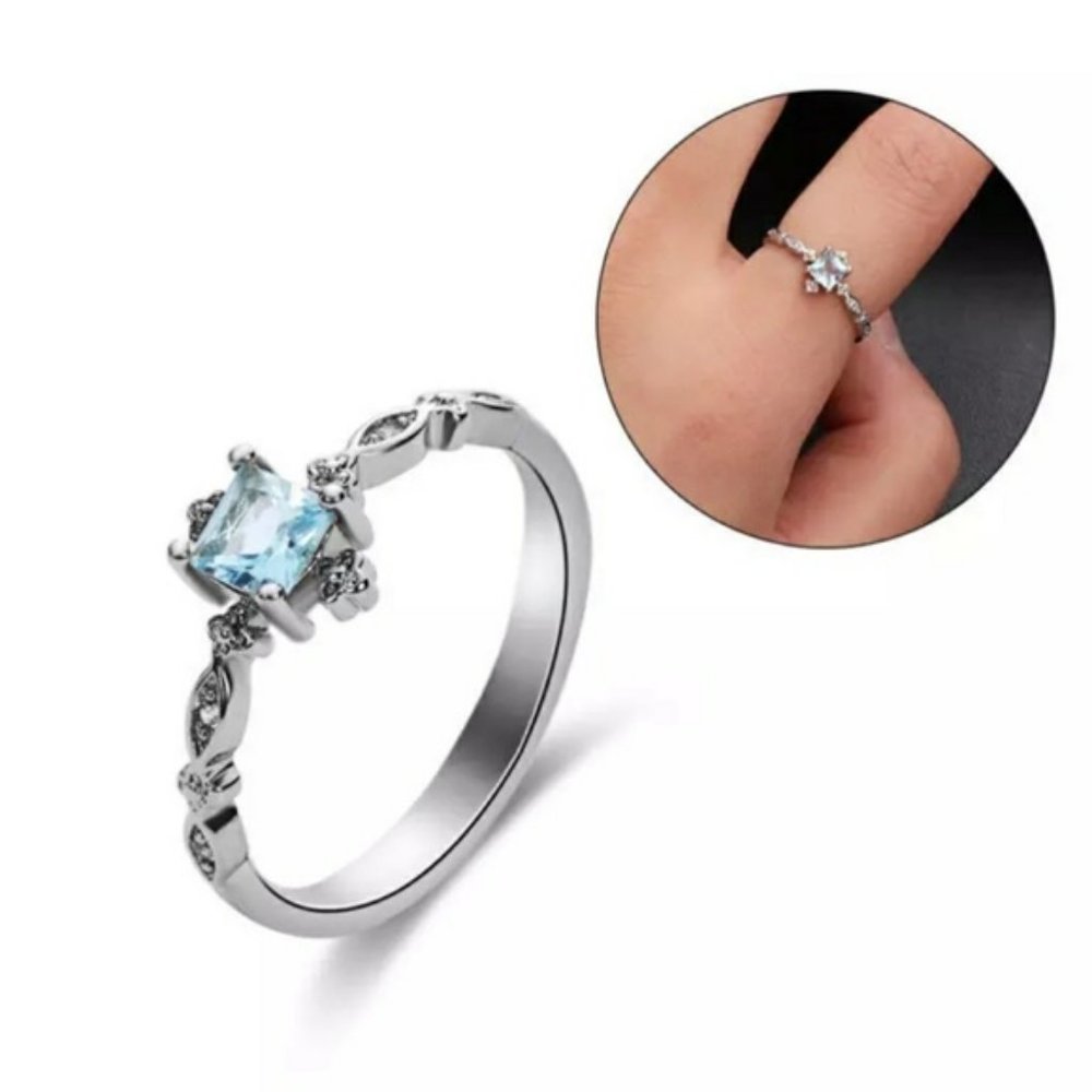 *NEW Blue Topaz Diamond 925 Sterling Silver Ring - Picture 9 of 12